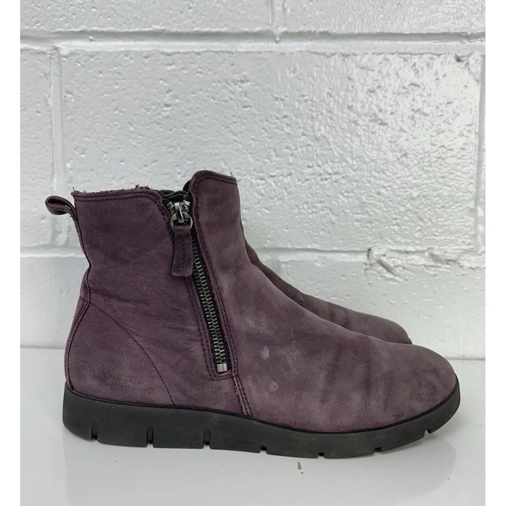 ECCO Bella‎ Bootie Purple Nubuck Leather Side Zip / Women's 8.5